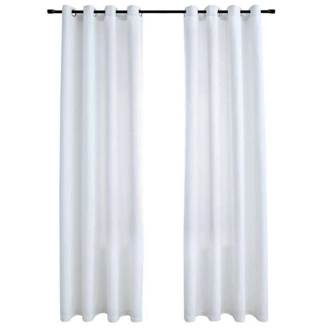 Berkfield Home Blackout Curtains with Metal Rings 2 pcs Off-White 140x175 cm in White - image 1