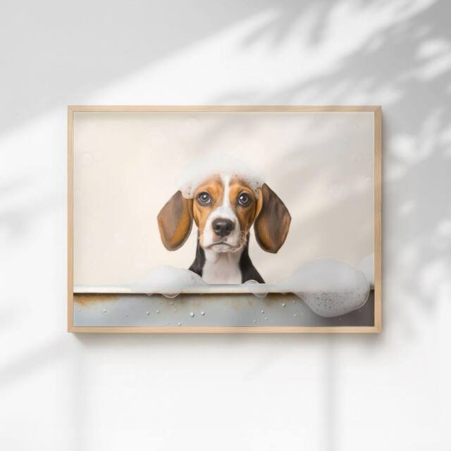 60 SECOND MAKEOVER Baby Puppy Quirky Animal Wall Art Print - Size: A4 - image 1