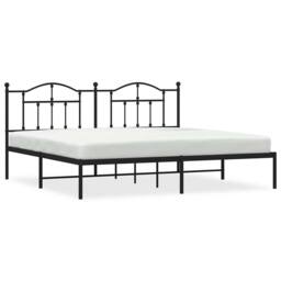 Berkfield Home Metal Bed Frame with Headboard Black 193x203 cm - thumbnail 3