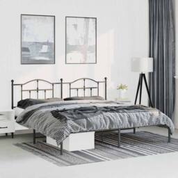 Berkfield Home Metal Bed Frame with Headboard Black 193x203 cm - thumbnail 2