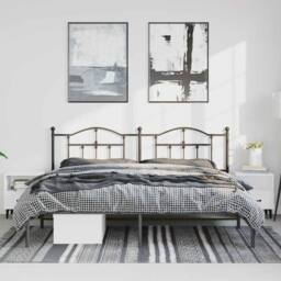 Berkfield Home Metal Bed Frame with Headboard Black 193x203 cm - thumbnail 4