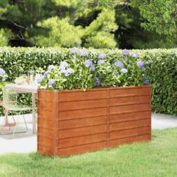 Berkfield Home Garden Raised Bed Rusty 160x40x77 cm Corten Steel in Brown - Size: 160 x 40 x 77 cm - thumbnail 2