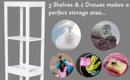 SPOT ON DEALZ White Bathroom Tallboy Storage Cabinet 3 Shelves 2 Door Slim Cupboard - thumbnail 7