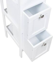 SPOT ON DEALZ White Bathroom Tallboy Storage Cabinet 3 Shelves 2 Door Slim Cupboard - thumbnail 5