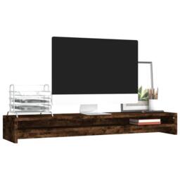 Berkfield Home Monitor Stand Smoked Oak 100x24x13 cm Engineered Wood in Brown - Size: 100 x 24 x 13 cm - thumbnail 3