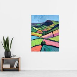 "Artery8 Mam Tor Peak District Colourful Oil Painting Wall Art Print - Size: W12"" x H16""" - thumbnail 4