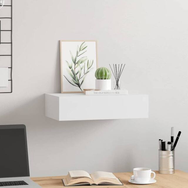 Berkfield Home Elegant Wall-mounted Drawer Shelf White 40x23.5x10 cm MDF - image 1