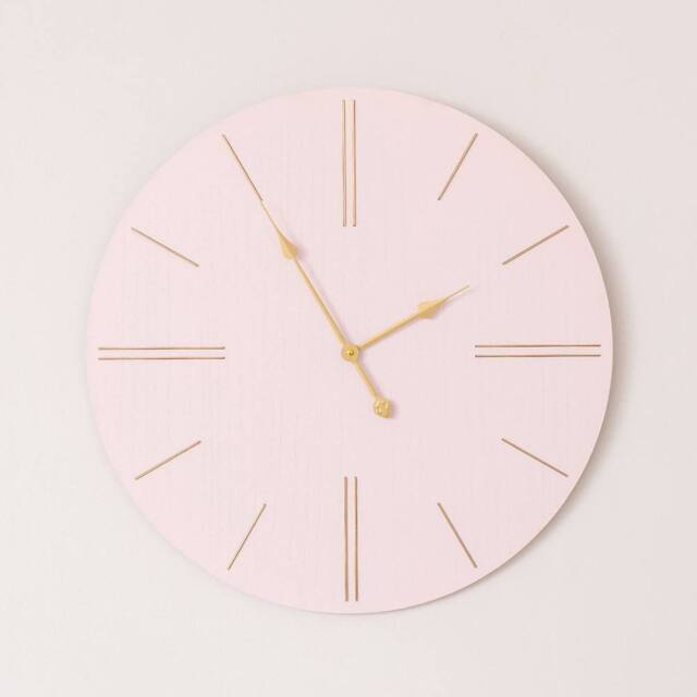 Melody Maison Large Pink Wooden Grain & Gold Detailed Wall Clock - 70cm X 70cm - Size: 70 cm X 70 cm - image 1