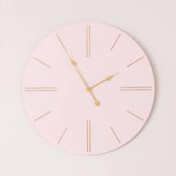 Melody Maison Large Pink Wooden Grain & Gold Detailed Wall Clock - 70cm X 70cm - Size: 70 cm X 70 cm