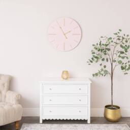 Melody Maison Large Pink Wooden Grain & Gold Detailed Wall Clock - 70cm X 70cm - Size: 70 cm X 70 cm - thumbnail 6