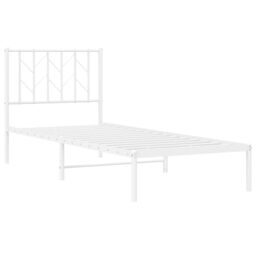 Berkfield Home Metal Bed Frame without Mattress with Headboard White 80x200cm - Size: 80x200 cm - thumbnail 4