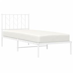Berkfield Home Metal Bed Frame without Mattress with Headboard White 80x200cm - Size: 80x200 cm - thumbnail 3