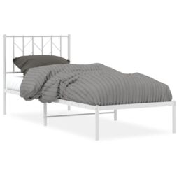 Berkfield Home Metal Bed Frame without Mattress with Headboard White 80x200cm - Size: 80x200 cm - thumbnail 2