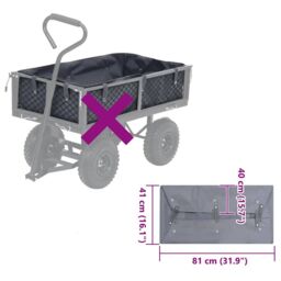 Berkfield Home Garden Cart Liner Dark Grey 81x41x40 cm Fabric - Size: 81 x 41 x 40 cm - thumbnail 3