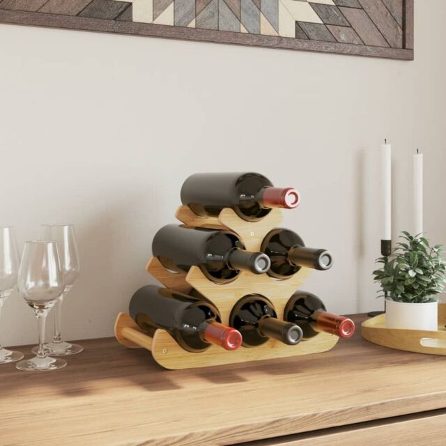Berkfield Home Wine Rack for 6 Bottles 35x18x25.5 cm Bamboo in Brown - image 1