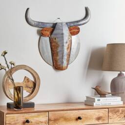 Wyld and Coco Handmade Iron Animal Wall Art Grey with Copper Accent