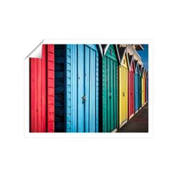 "Warren Reed - Designer Coloured Beach Huts Unframed Art Print - Size: W16"" x H24""" - thumbnail 1