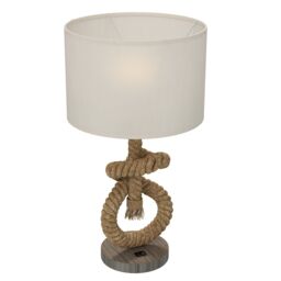 HOMCOM Nautical Table Lamp with USB Port LED Bedside Lamp for Bedroom in Light Brown - thumbnail 2
