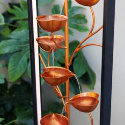 Primrose Tiered Petal Framed Garden Zinc Water Feature with LEDs 150cm in Gold - thumbnail 2