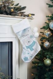 Personalised Memento Company Personalised Polar Bear Christmas Stocking in Grey - thumbnail 3