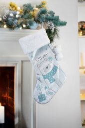 Personalised Memento Company Personalised Polar Bear Christmas Stocking in Grey - thumbnail 4