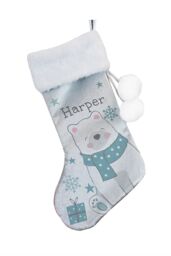 Personalised Memento Company Personalised Polar Bear Christmas Stocking in Grey