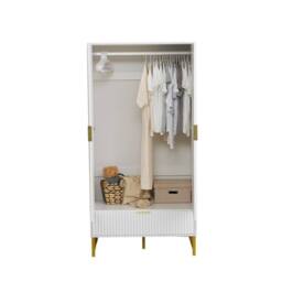FURNITURE ONE 2-Doors Wardrobe Cabinet with Drawers in White - Size: Medium - thumbnail 3