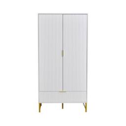 FURNITURE ONE 2-Doors Wardrobe Cabinet with Drawers in White - Size: Medium - thumbnail 4