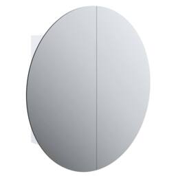 Berkfield Home Bathroom Cabinet with Round Mirror&LED White 54x54x17.5 cm