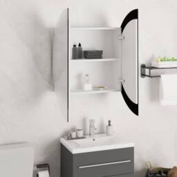Berkfield Home Bathroom Cabinet with Round Mirror&LED White 54x54x17.5 cm - thumbnail 4