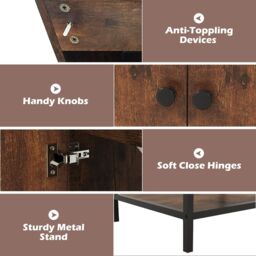 Costway Bathroom Vanity Unit Under Sink Bathroom Storage Cabinet-Coffee in Brown - thumbnail 6