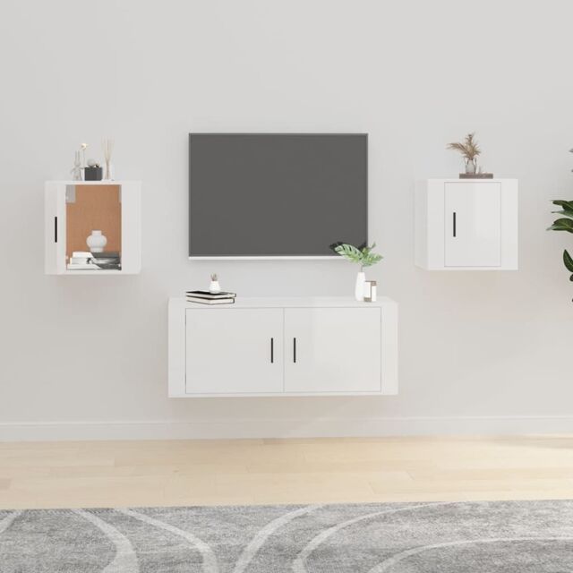 Berkfield Home Wall Mounted TV Cabinets 2 pcs High Gloss White 40x34.5x40 cm - image 1