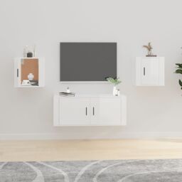 Berkfield Home Wall Mounted TV Cabinets 2 pcs High Gloss White 40x34.5x40 cm - thumbnail 1