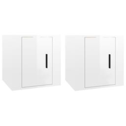 Berkfield Home Wall Mounted TV Cabinets 2 pcs High Gloss White 40x34.5x40 cm - thumbnail 2