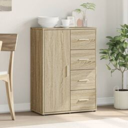 Berkfield Home Sideboard Sonoma Oak 60x31x84 cm Engineered Wood in Brown - Size: 60 x 31 x 84 cm - thumbnail 3