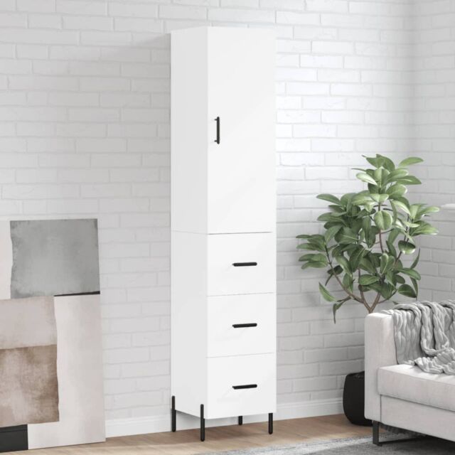 Berkfield Home Highboard White 34.5x34x180 cm Engineered Wood - image 1