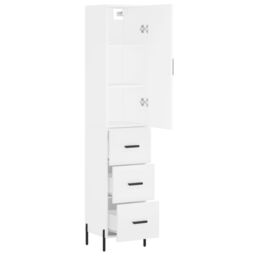 Berkfield Home Highboard White 34.5x34x180 cm Engineered Wood - thumbnail 4