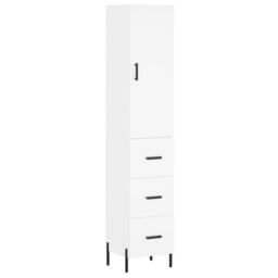 Berkfield Home Highboard White 34.5x34x180 cm Engineered Wood - thumbnail 2