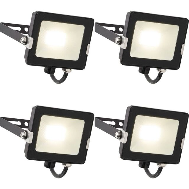 Loops 4 PACK Outdoor Waterproof LED Floodlight - 20W Cool White LED - Matt Black - image 1