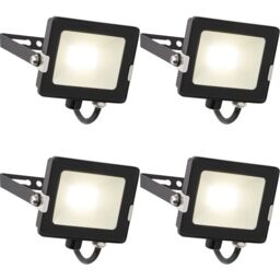 Loops 4 PACK Outdoor Waterproof LED Floodlight - 20W Cool White LED - Matt Black - thumbnail 1