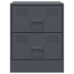 Berkfield Home Bedside Cabinets 2 pcs Anthracite 34.5x39x44 cm Steel in Black - thumbnail 5