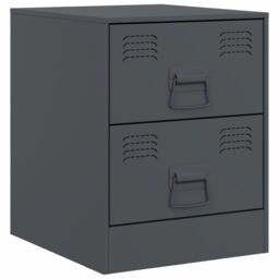 Berkfield Home Bedside Cabinets 2 pcs Anthracite 34.5x39x44 cm Steel in Black - thumbnail 6