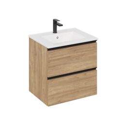 Banyetti Akiro 600mm Wall Hung Vanity Unit with Lira Basin-Walnut in Walnut - thumbnail 4
