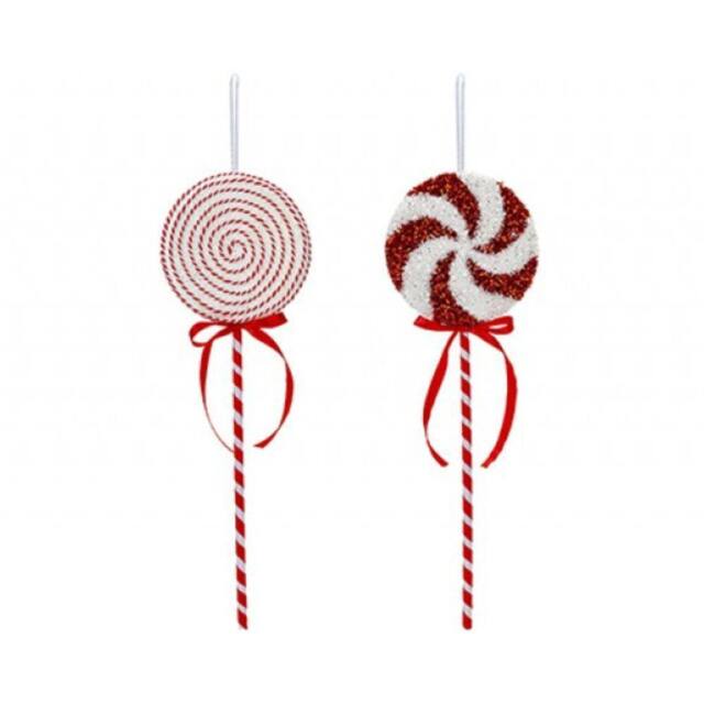 Garden Greatness Set Of 2 Hanging Candy Cane Decorations in Red - Size: 1 Pack