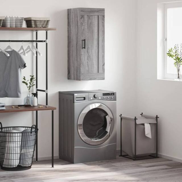 Berkfield Home Wall Mounted Cabinet Grey Sonoma 34.5x34x90 cm Engineered Wood