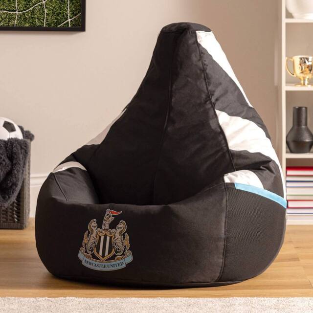 icon Official Newcastle United Bean Bag Chair, Water Resistant Recliner Beanbag for Indoor Outdoor Use Filling Included in Black - image 1