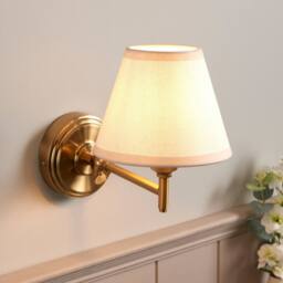 Netlighting Step Fold Wall Light Fabric Ivy Shade 16cm B22 in White - thumbnail 2