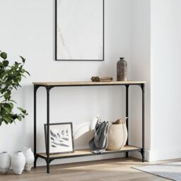 Berkfield Home Console Table Sonoma Oak 101x30.5x75 cm Engineered Wood in Brown - thumbnail 1