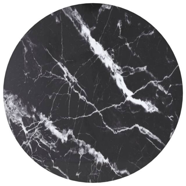 Berkfield Home Table Top Black Ã˜30x0.8 cm Tempered Glass with Marble Design - Size: 30x0.8 cm - image 1