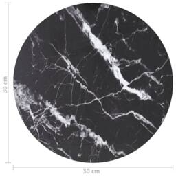 Berkfield Home Table Top Black Ã˜30x0.8 cm Tempered Glass with Marble Design - Size: 30x0.8 cm - thumbnail 4